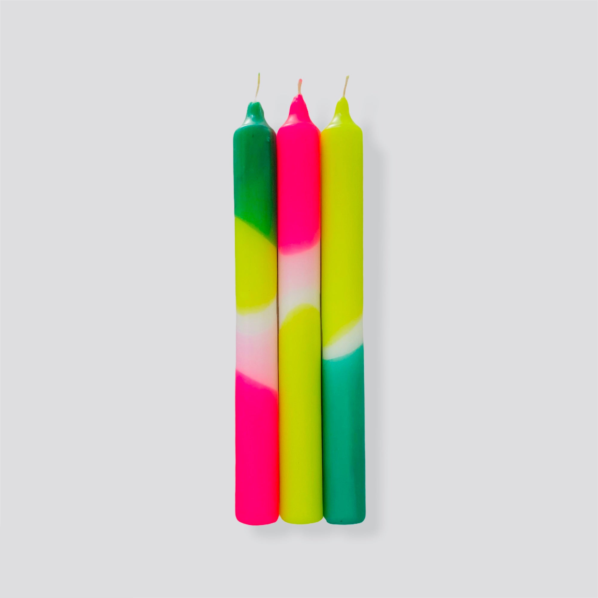 Green Splash - 3 pk neon dip dye dinner candles