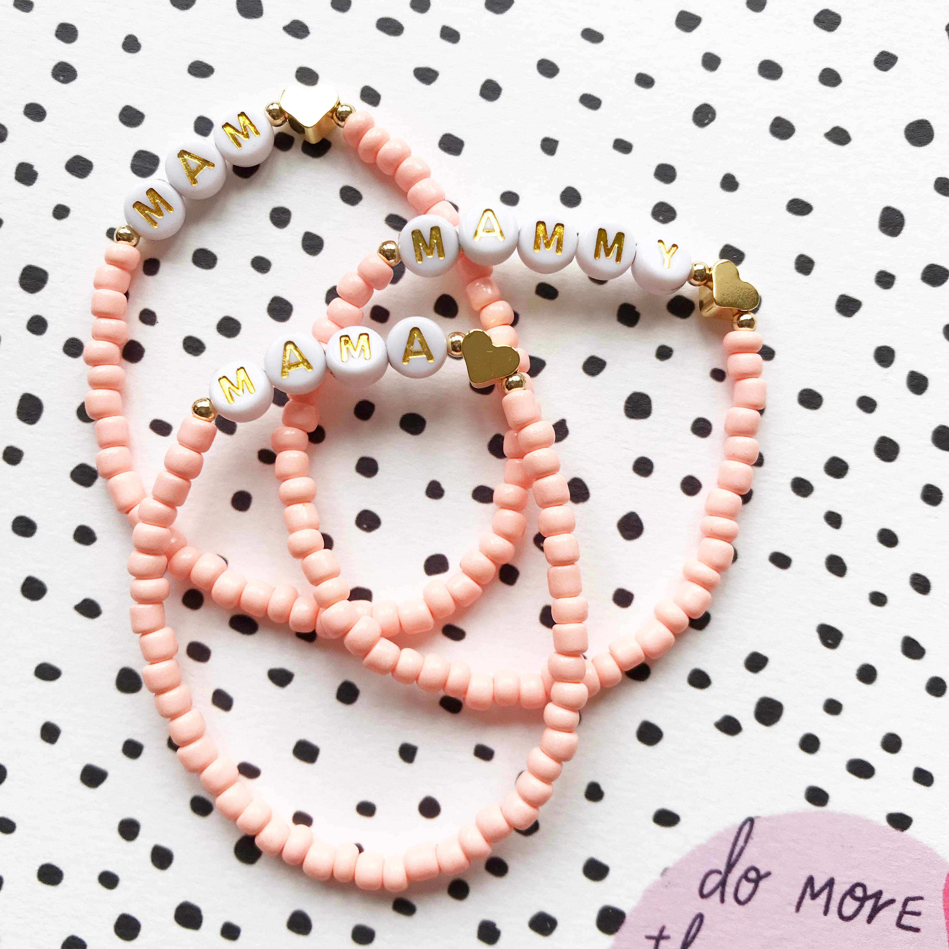 Mam/Mammy/Mama/Mom/Nana bracelet - peach