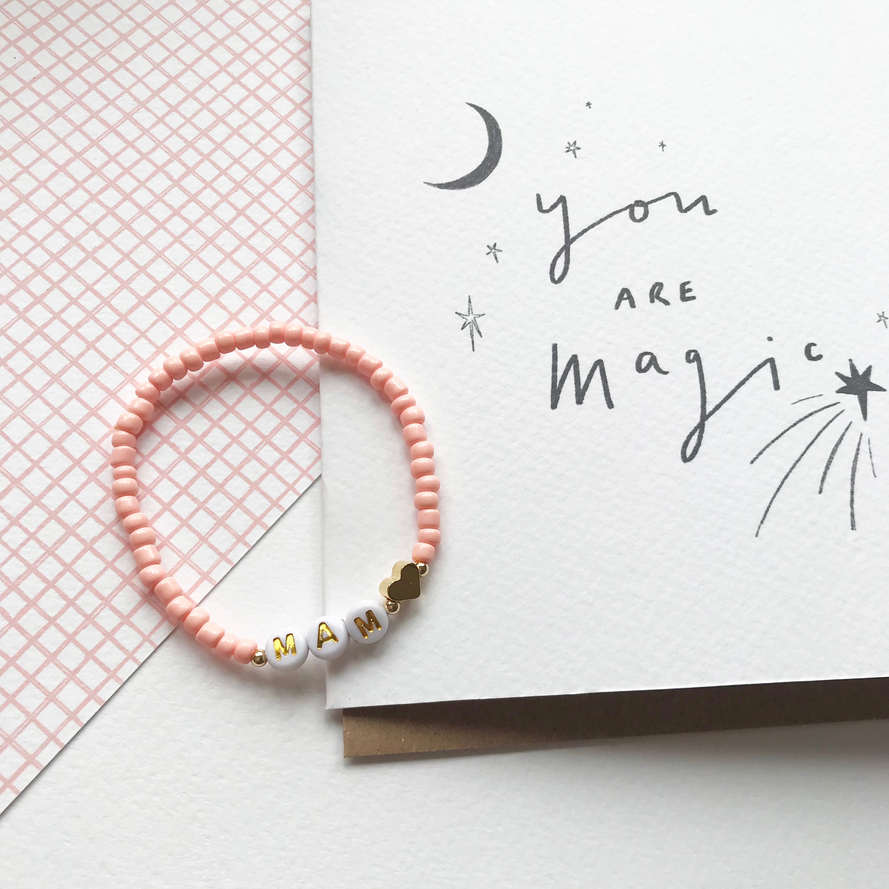 Mam/Mammy/Mama/Mom/Nana bracelet - peach
