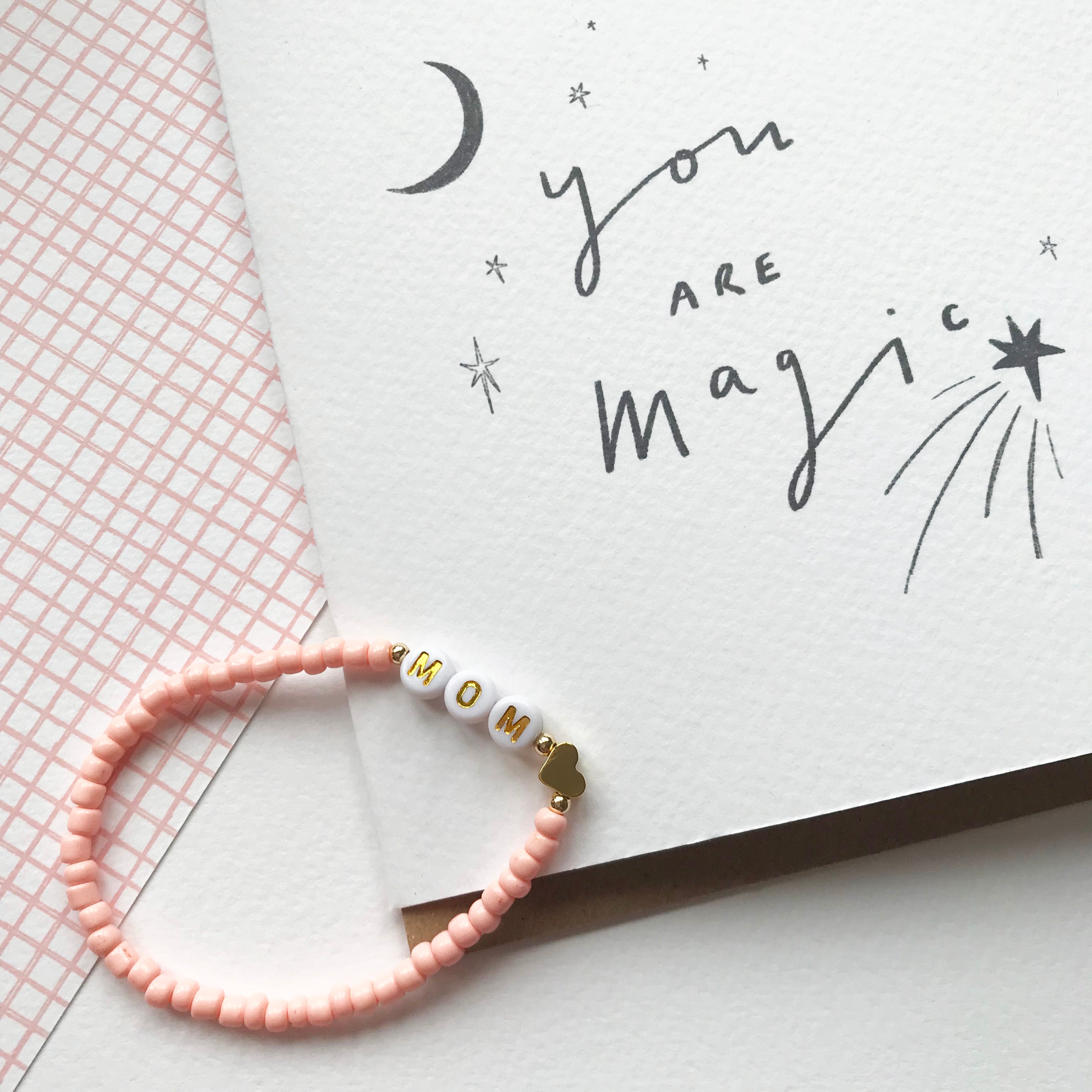 Mam/Mammy/Mama/Mom/Nana bracelet - peach