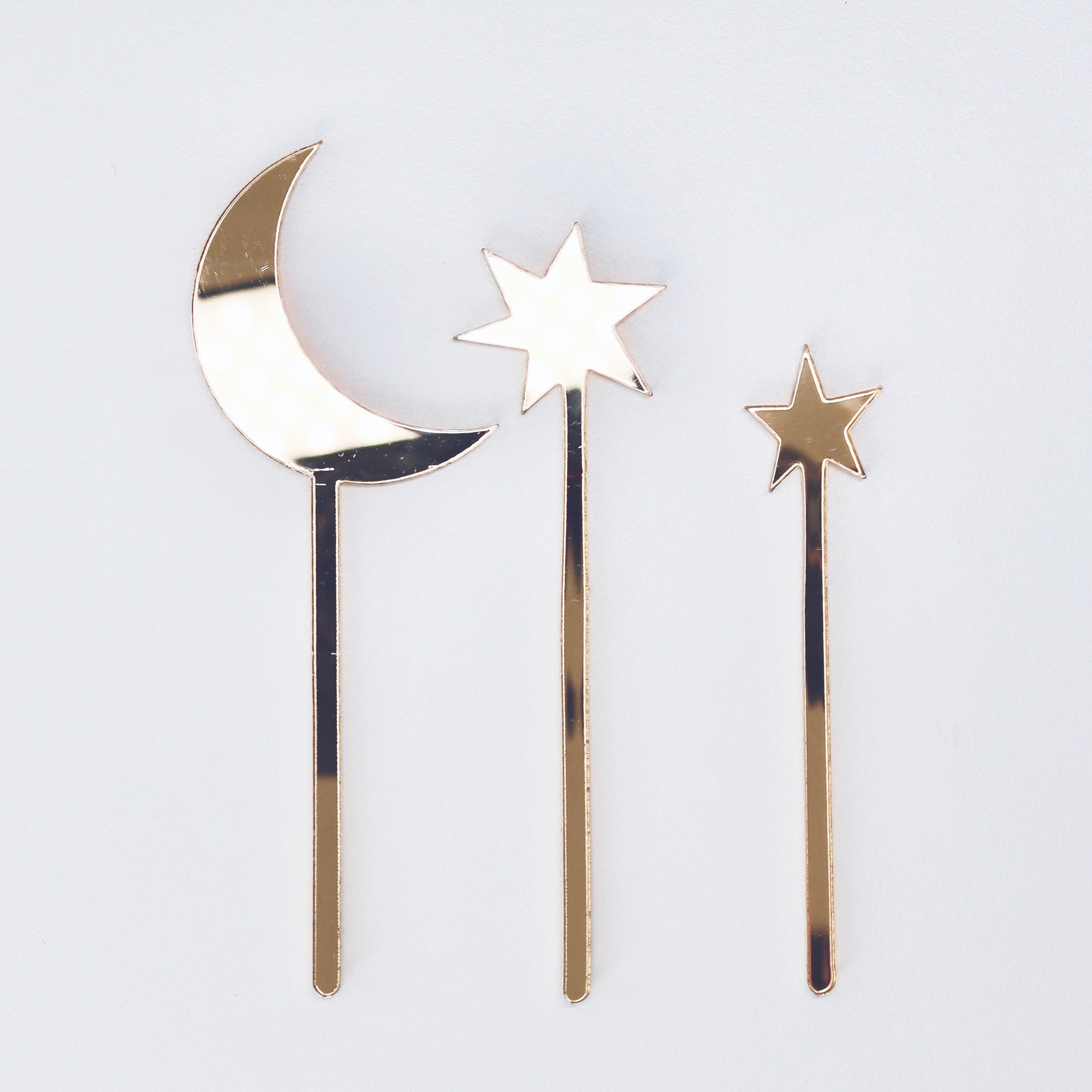 Moon and stars cake toppers - set of 3