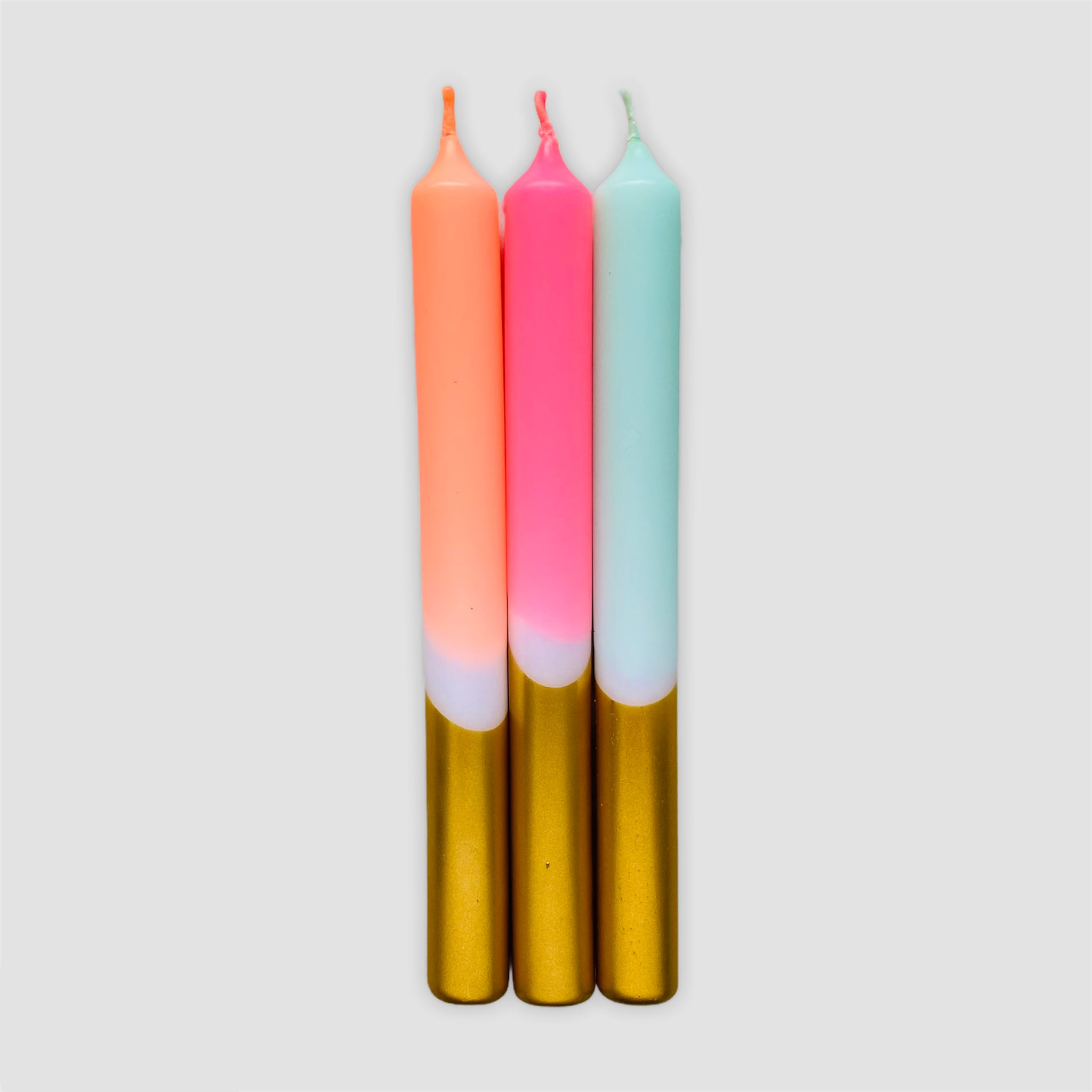 Festive Fireworks - set of 3 neon and gold candles