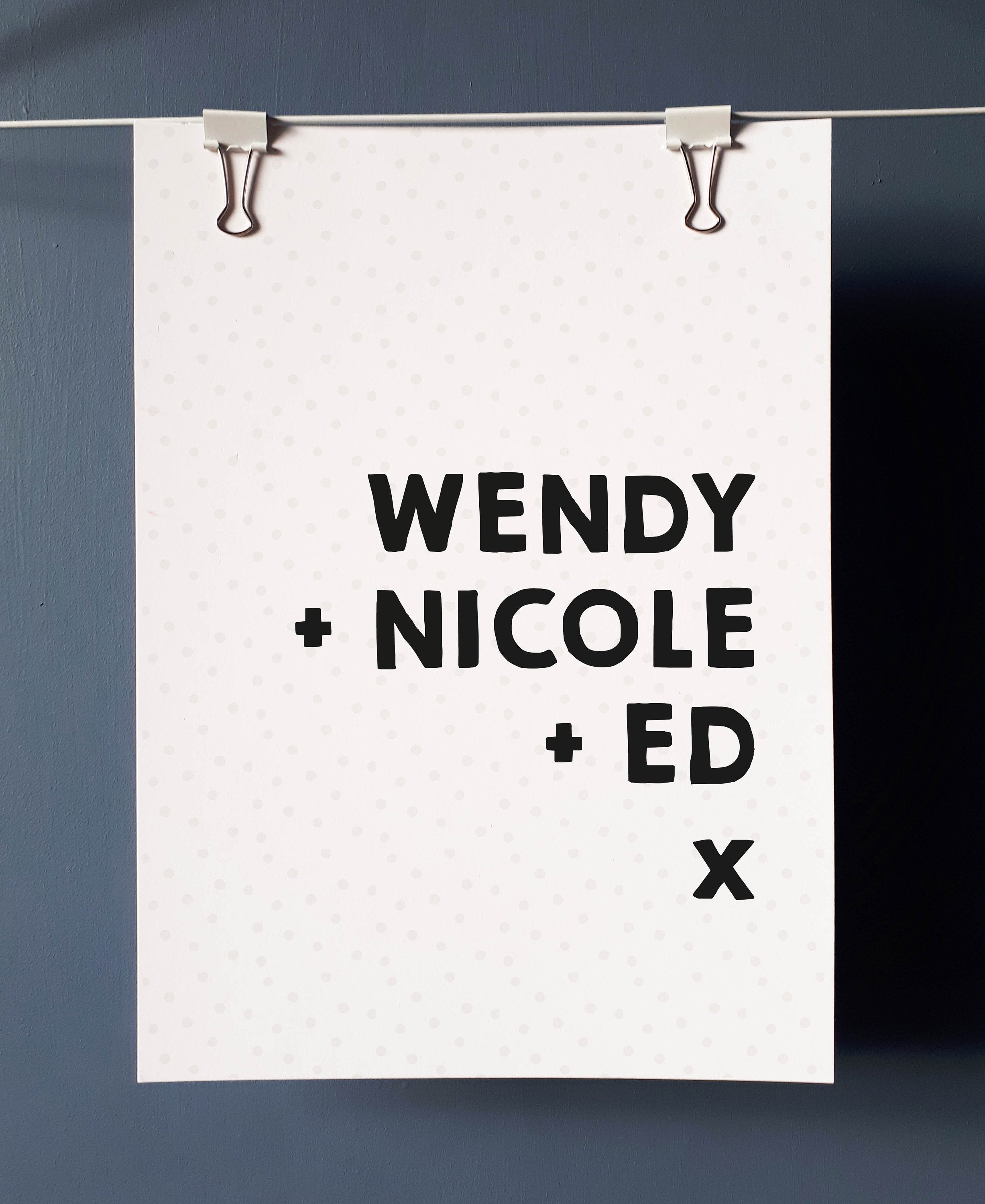 Monochrome Family name print