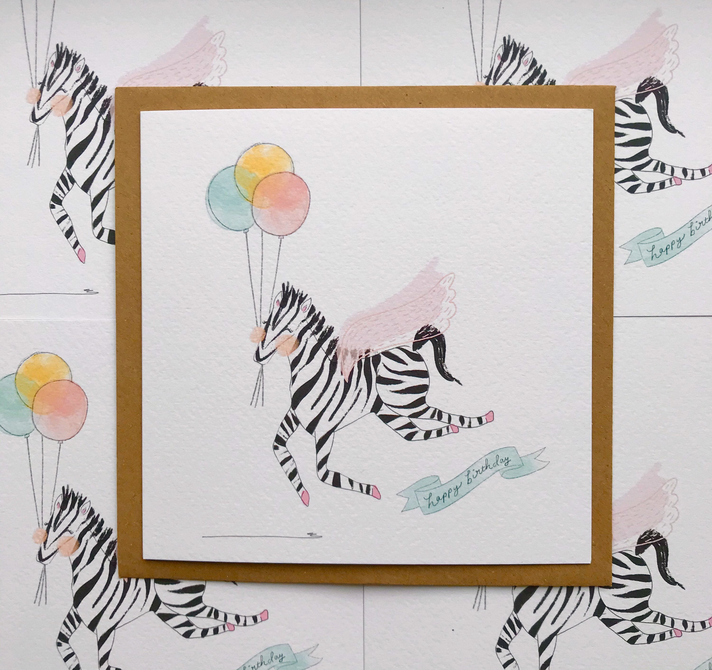 Magical zebra birthday card