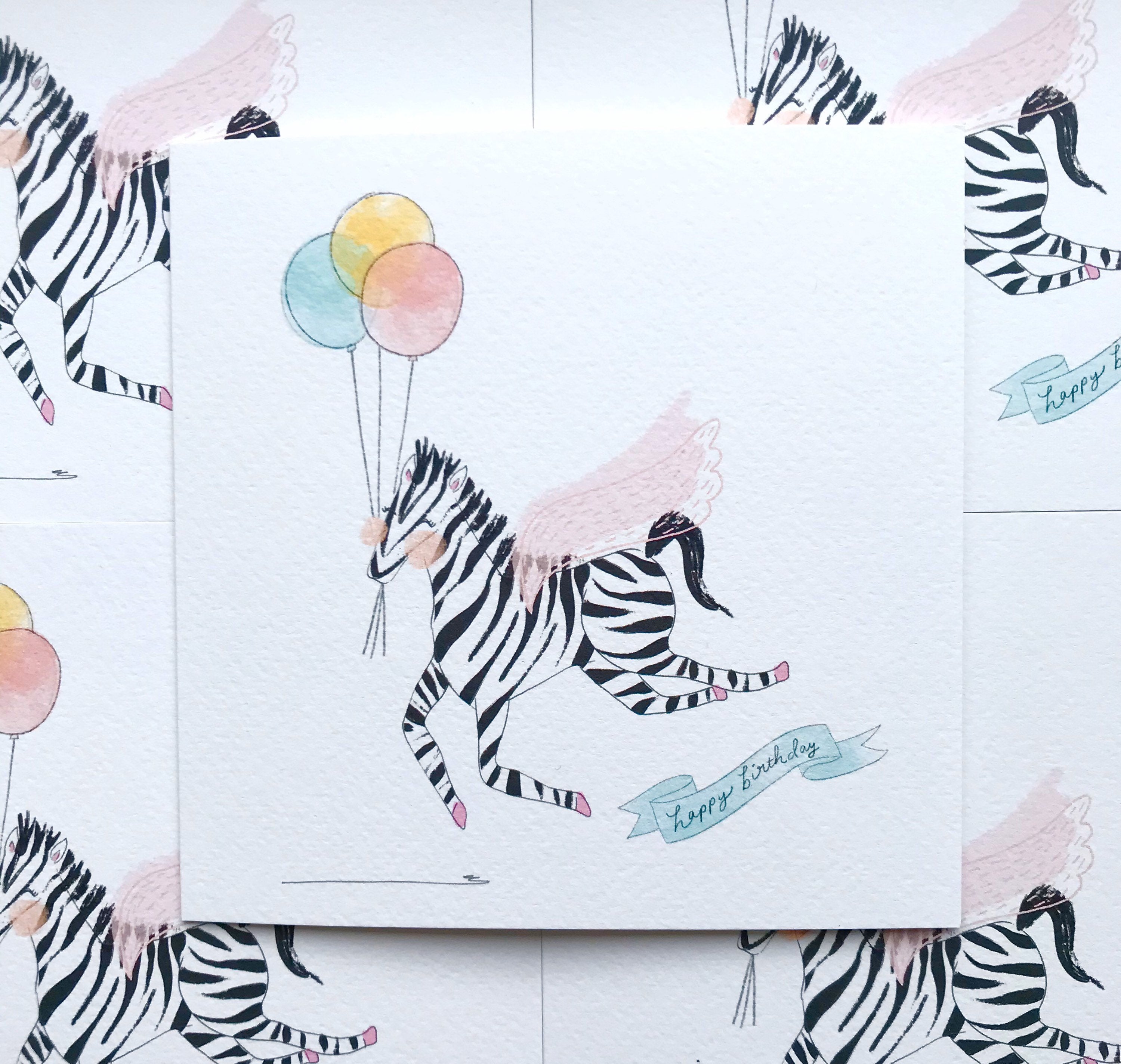 Magical zebra birthday card