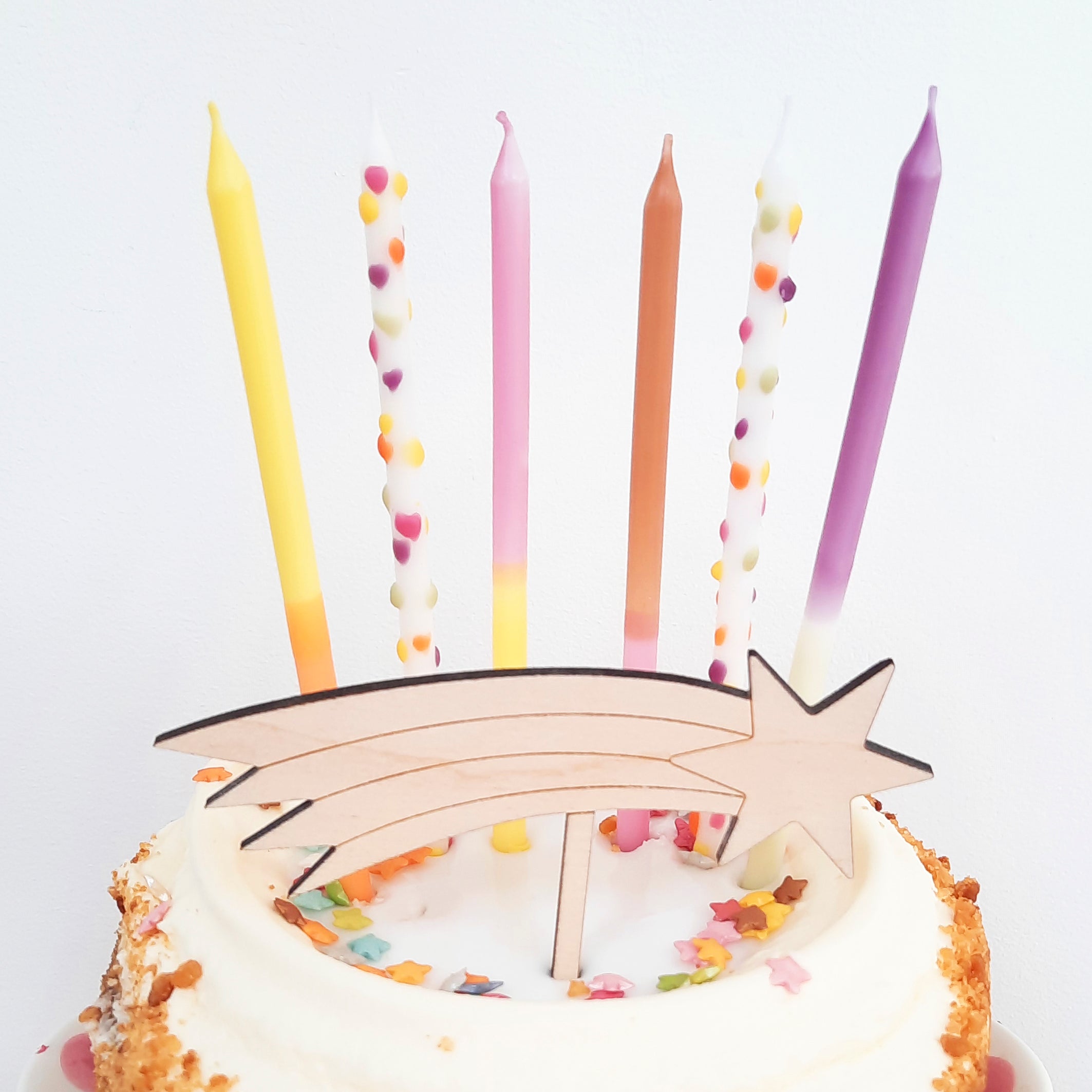 shooting star wooden cake topper