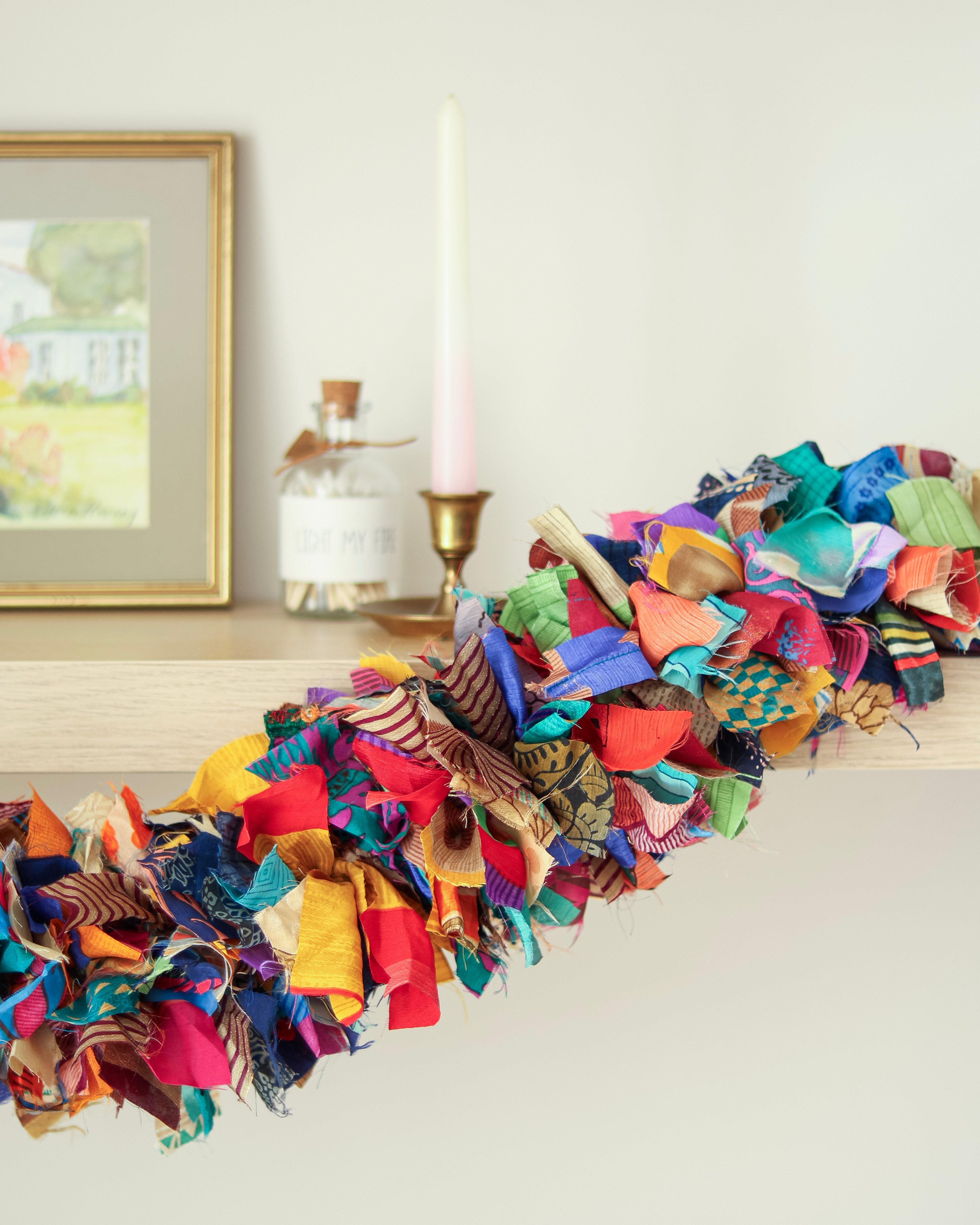 Recycled sari tinsel garland