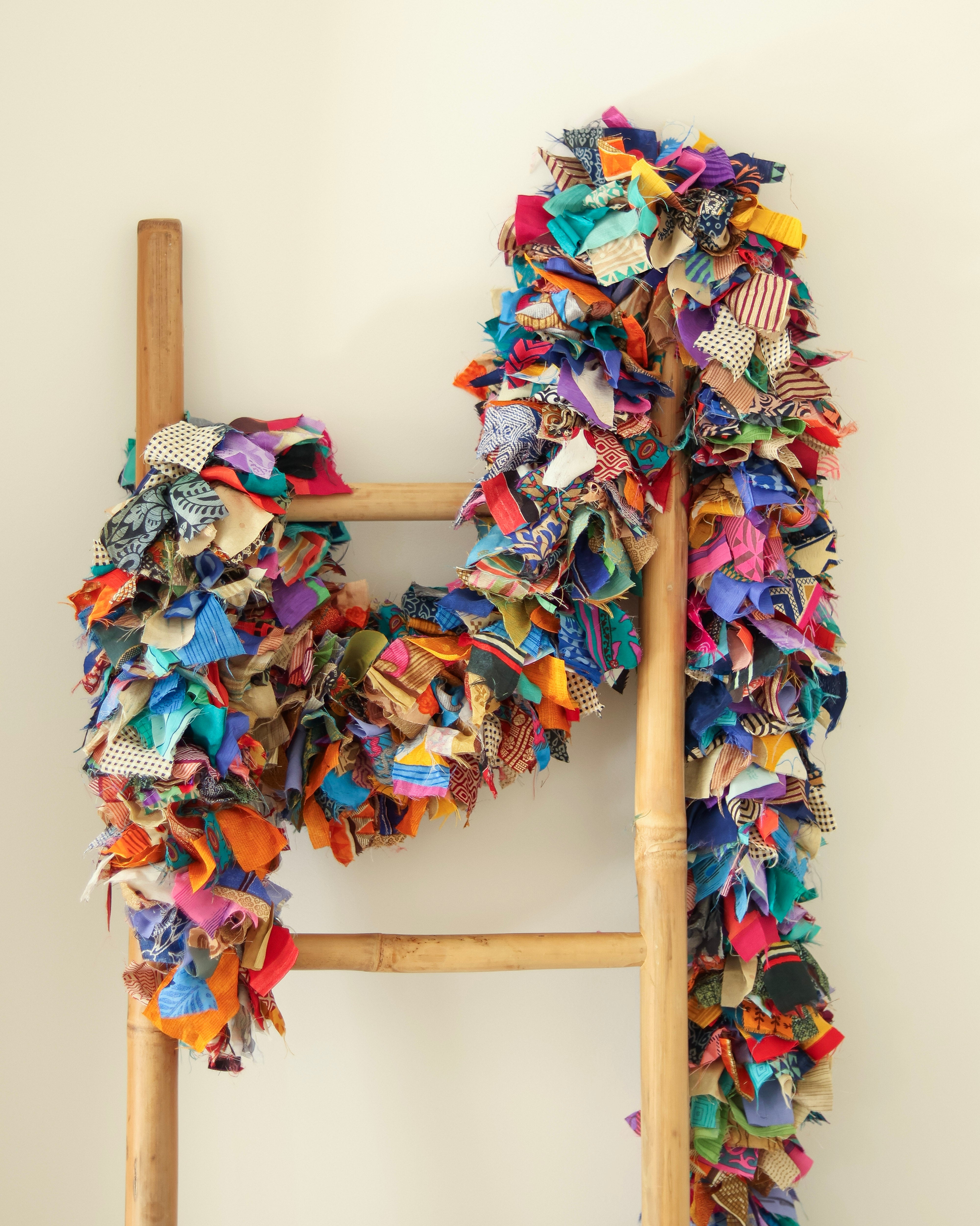 Recycled sari tinsel garland