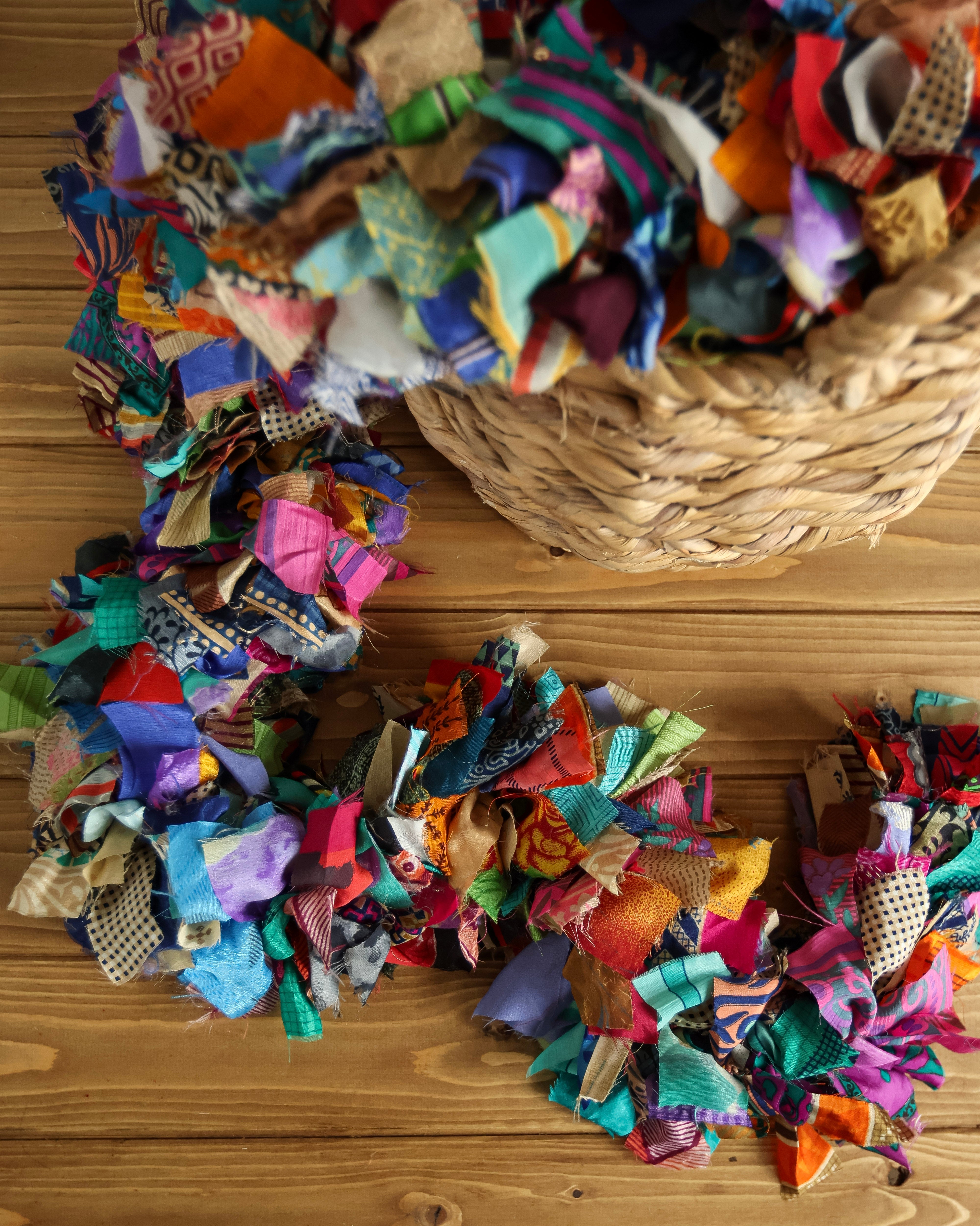 Recycled sari tinsel garland