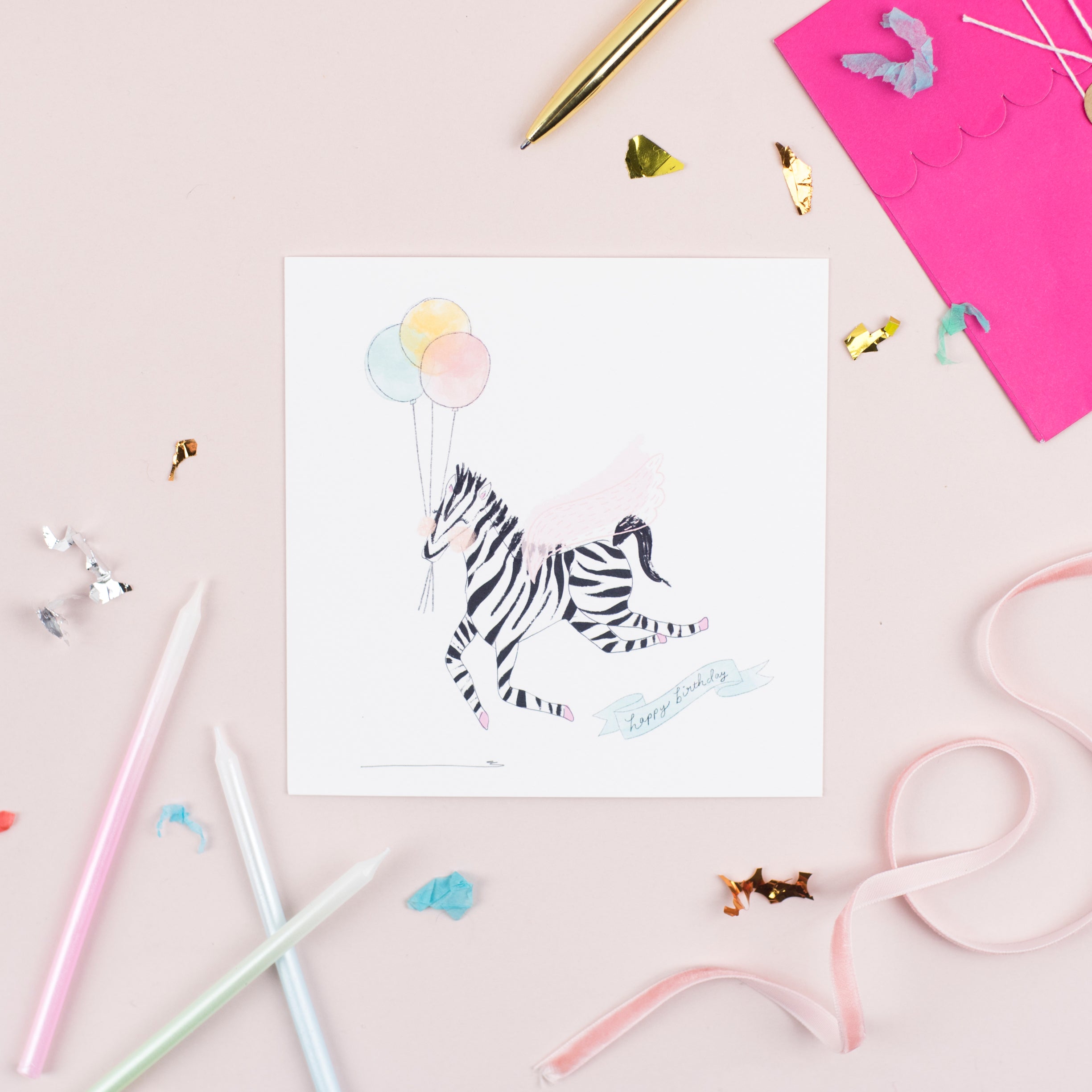 Magical zebra birthday card