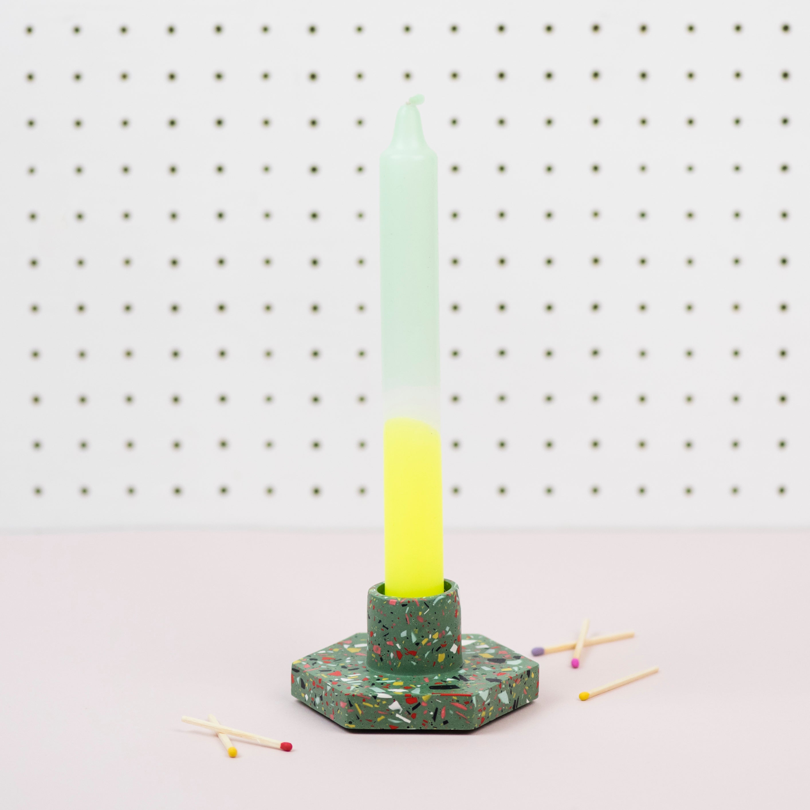 Green a-glow - Jesmonite candle holder