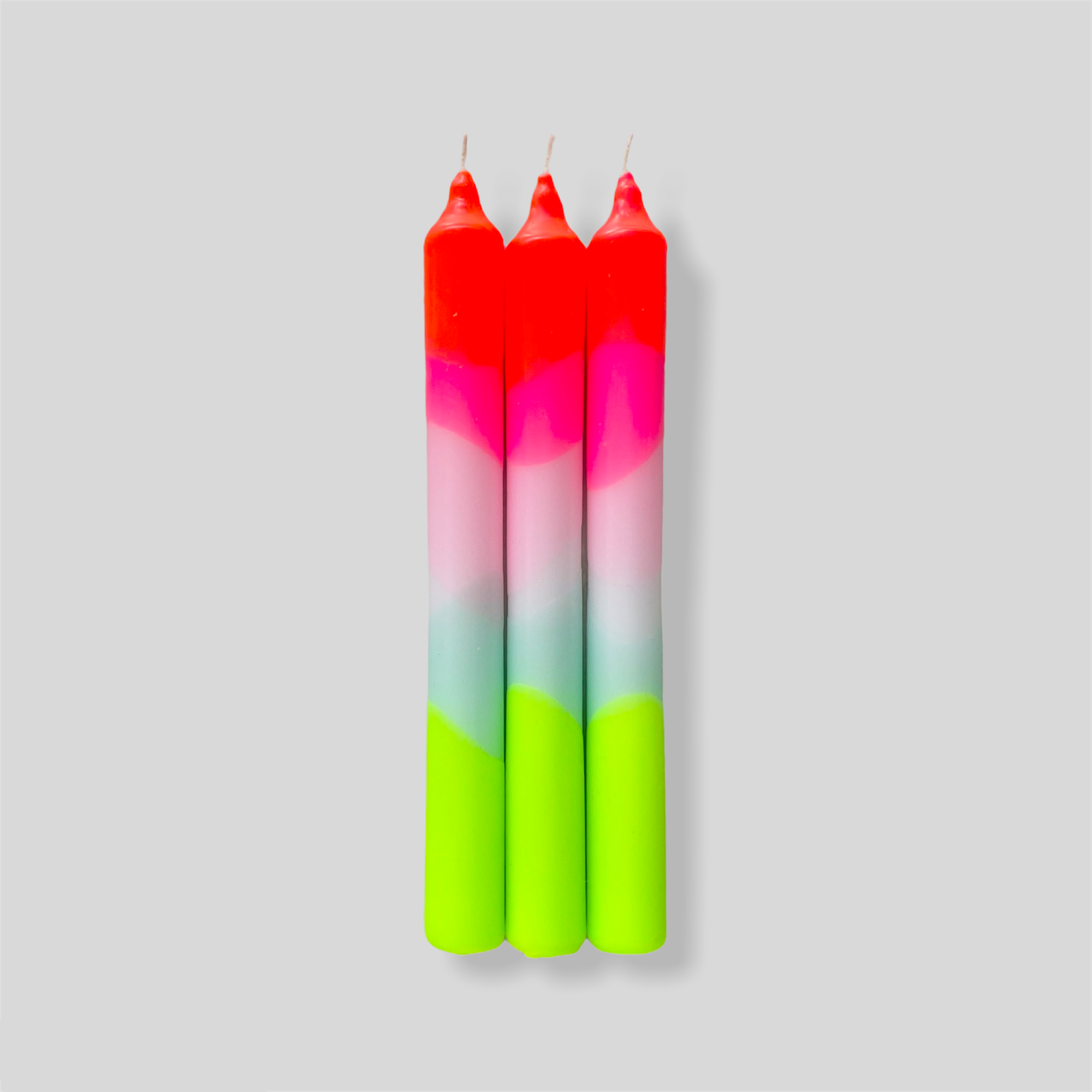 Lollipop Kisses - set of 3 neon dip dye candles