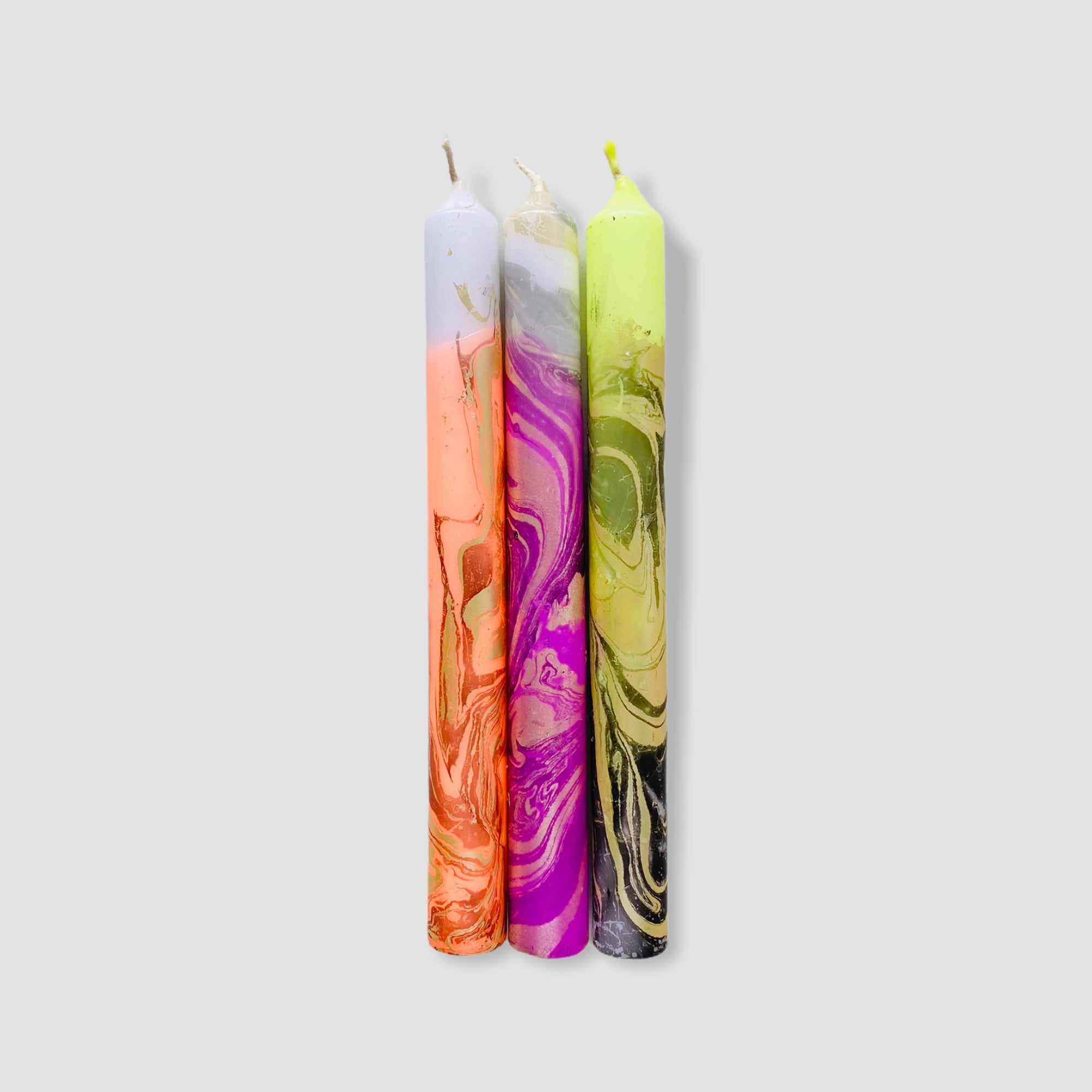 Mercury - set of 3 marbled neon candles