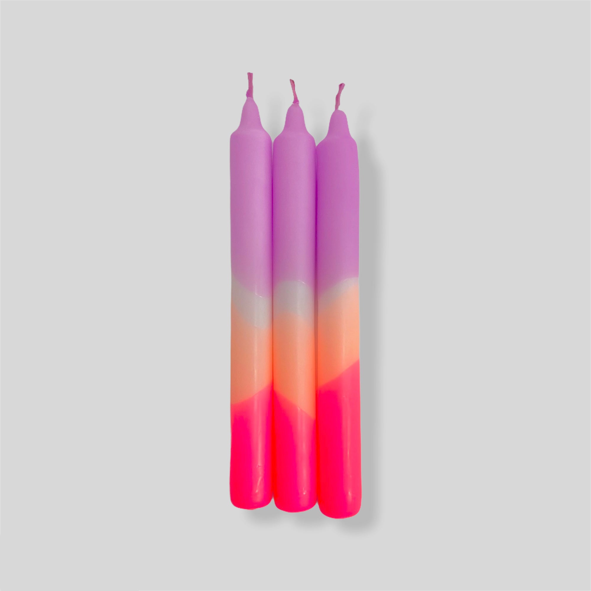 Plum mousse - set of 3 neon dip dye candles