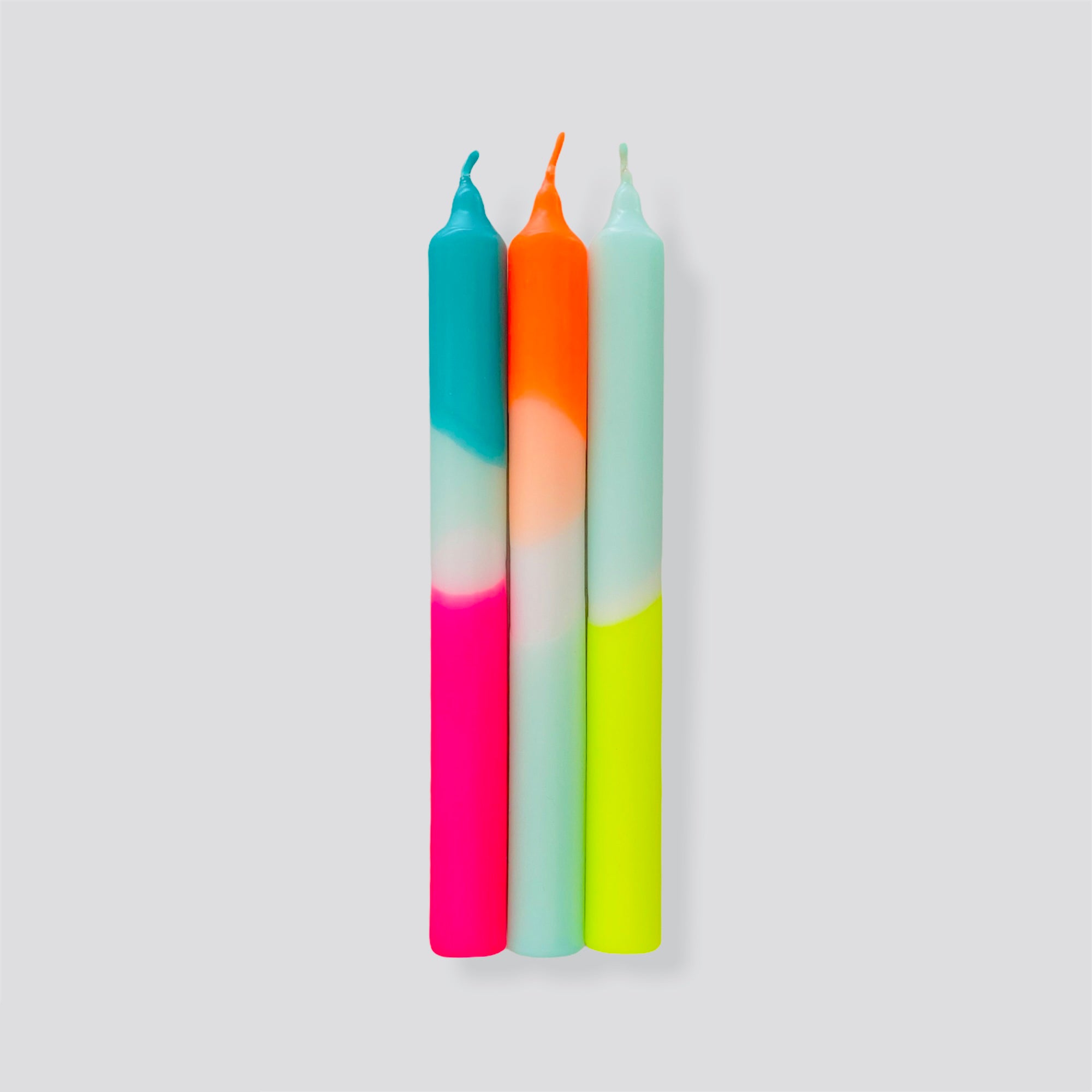 Mister Freeze - set of 3 neon dip dye candles